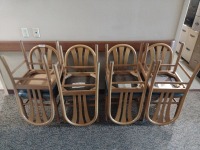 CHAIRS, WOODEN, CUSHIONED, QTY. 11, LOC: RM 100 HALL
