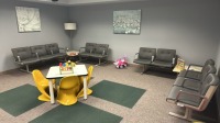 10 SEAT WAITING AREA, CHILDRENS TABLE WITH 4 CHAIRS AND 2 END TABLES, LOC: PHYSICIANS OFFICE