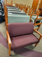 COUCH, WOOD FRAME, 2 PERSON, CUSHIONED WITH ARM RESTS, QTY. 11, LOC: INPATIENT NURSES STATION