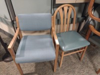 CHAIRS, WOODEN FRAME, CUSHIONED, ASSORTED, QTY. 10, LOC: INPATIENT NURSES STATION