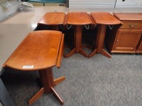 TABLE, CONVERTIBLE, CIRCULAR, QTY. 4, WITH 3 WOOD BEDSIDE TABLES, LOC: AF204