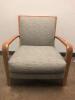 DAVID EDWARD WOOD FRAME UPHOLSTERED CUSHION WAITING ROOM CHAIR