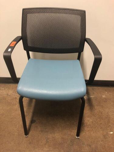 CORPORATE INTERIORS PLASTIC FRAME LEATHERETTE MESH BACK CHAIR W/ ARMREST