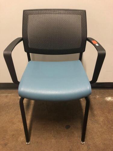 CORPORATE INTERIORS PLASTIC FRAME LEATHERETTE MESH BACK CHAIR W/ ARMREST