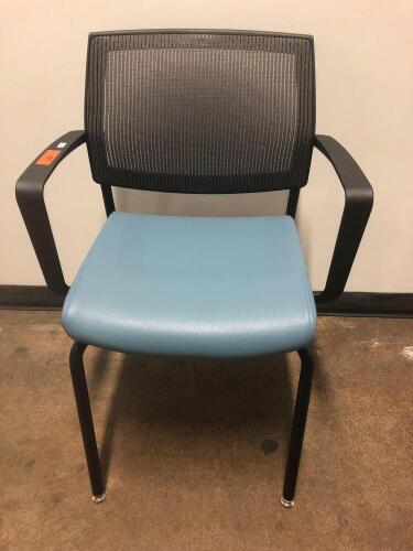 CORPORATE INTERIORS PLASTIC FRAME LEATHERETTE MESH BACK CHAIR W/ ARMREST