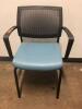 CORPORATE INTERIORS PLASTIC FRAME LEATHERETTE MESH BACK CHAIR W/ ARMREST