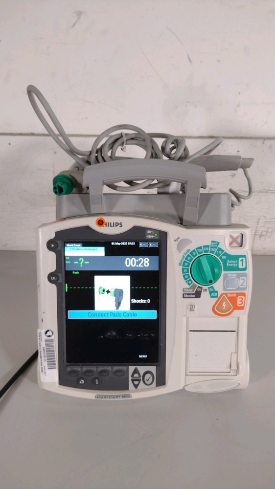 PHILIPS HEARTSTART MRX DEFIB WITH PACER, AED MODE, PADDLES, 2 BATTERIES