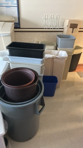 LOT OF TRASHCANS