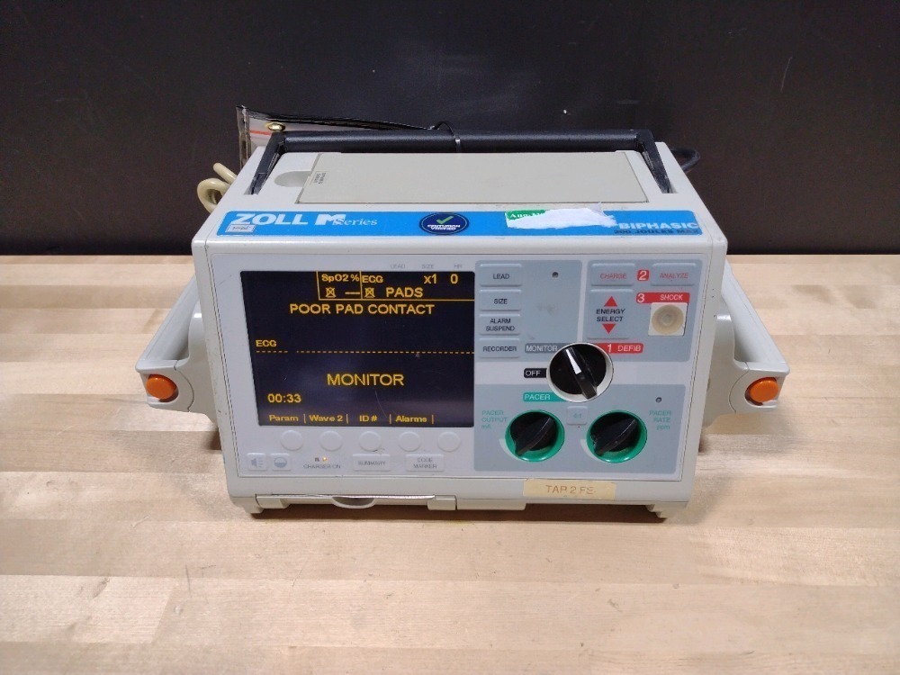 ZOLL M SERIES DEFIB WITH PACING, 3 LEAD ECG, SPO2, ANALYZE, PADDLES ...