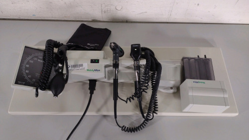 WELCH ALLYN 767 SERIES WALL MOUNT TO INCLUDE: WALL TRANSFORMER WITH (2) HEADS, SPHYMO, CUFF