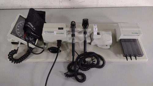 WELCH ALLYN 767 SERIES WALL MOUNT TO INCLUDE: WALL TRANSFORMER WITH (2) HEADS, SPHYMO, CUFF
