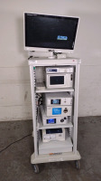 STRYKER ENDOSCOPY SYSTEM TO INCLUDE: 1588 AIM CAMERA CONTROL UNIT, L9000 LIGHT SOURCE, PNEUMO SURE INSUFFLATOR, SYNK WIRELESS TRANSMITTER, SDC3 HD INFORMATION MANAGEMENT SYSTEM, SDP1000 PRINTER, VISIONPRO 26 INCH LED DISPLAY, STANDARD CART