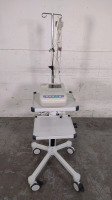 NIHON KOHDEN CARDIOFAX M ECG/EKG MACHINE WITH PATIENT CABLES ON ROLLING CART