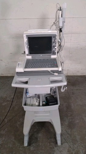 GE MAC 5500 ECG/EKG MACHINE WITH ACQUISITION MODULE (CAM HD) ON ROLLING CART