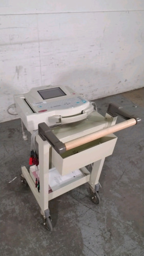 GE MARQUETTE MAC 1200 ECG/EKG MACHINE WITH MULITI-LINK CABLE ON ROLLING CART