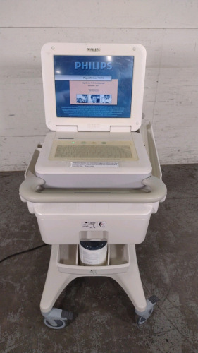 PHILIPS PAGEWRITER TC70 ECG/EKG MACHINE WITH ACQUISITION MODULE (453564150751) ON ROLLING CART