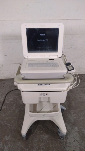 PHILIPS PAGEWRITER TC70 ECG/EKG MACHINE WITH ACQUISITION MODULE ON ROLLING CART