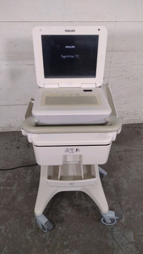 PHILIPS PAGEWRITER TC70 ECG/EKG MACHINE WITH ACQUISITION MODULE ON ROLLING CART