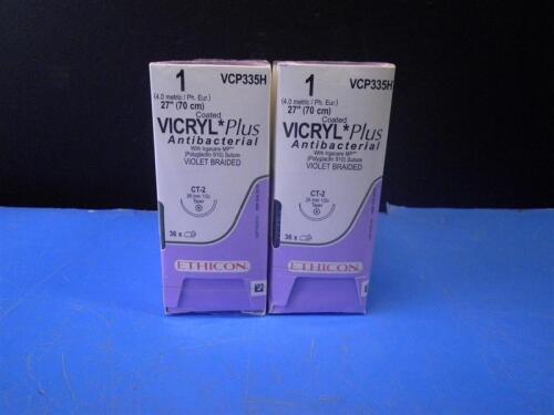 LOT OF ETHICON ENDO-SURGERY VICRYL PLUS ANTIBACTERIAL VIOLET BRAIDED SUTURE (VCP335H) (EXP DATE RANGE: 6/2019) (QTY 2)