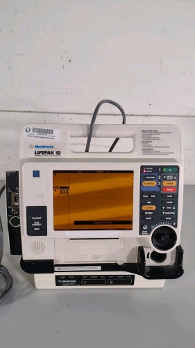 MEDTRONIC LIFEPAK 12 BIPHASIC DEFIB WITH PACER, ANALYZE, ECG, SPO2, NIBP, AC POWER ADAPTER, 2 BATTERIES