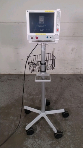 EDWARDS LIFESCIENCES VIGILANCE II PATIENT MONITOR ON ROLLING STAND
