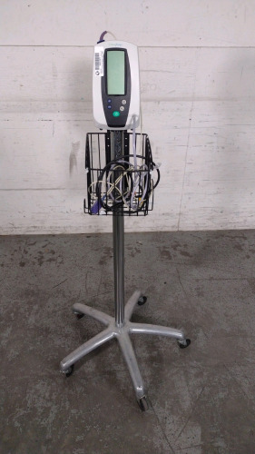 WELCH ALLYN 420 SERIES VITAL SIGNS MONITOR ON ROLLING STAND