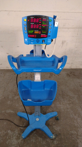 GE DINAMAP V100 VITAL SIGNS MONITOR ON ROLLING STAND