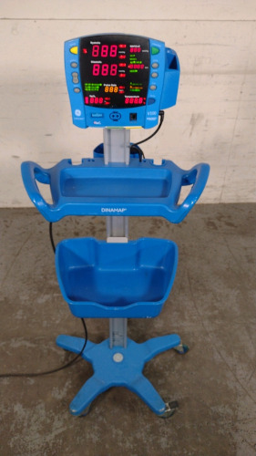 GE DINAMAP V100 VITAL SIGNS MONITOR ON ROLLING STAND