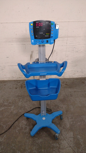 GE DINAMAP V100 VITAL SIGNS MONITOR ON ROLLING STAND