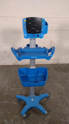GE DINAMAP V100 VITAL SIGNS MONITOR ON ROLLING STAND