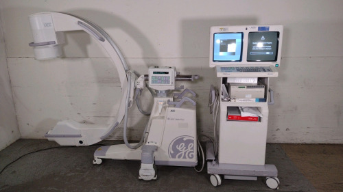 GE OEC 9800 PLUS PMCARE SUPER C-ARM WITH DUAL MONITOR WORKSTATION, HAND CONTROL (DOM 03/2005)(SN 8S-2705)