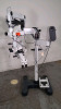LEICA WILD M691 SURGICAL MICROSCOPE WITH SINGLE BINOCULAR (10X/21 GLASSES), VIEWING ATTACHMENT (10X/21 GLASSES), BOTTOM LENS (F=200MM), FOOTSWITCH, ROLLING STAND