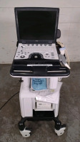 GE LOGIQ E PORTABLE ULTRASOUND SYSTEM WITH 1 PROBE (12L RS) ON DOCKING CART (SN 439692WX5)