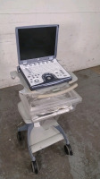 GE VIVID E PORTABLE ULTRASOUND SYSTEM WITH 2 PROBES (I12L-RS, 8L-RS) ON ROLLING CART (SN 41725WX3)