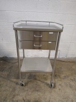 STAINLESS STEEL CART W/2 DRAWERS
