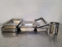 LOT OF ASSORTED STAINLESS STEEL TRAYS