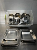 LOT OF ASSORTED STAINLESS STEEL TRAYS AND BASINS