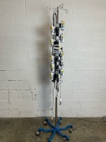 LOT OF 11, SMITHS MEDICAL CADD 2100 INFUSION PUMPS ON ROLLING STAND