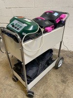 MEDI MEDI PCS BRIO LOT OF 3 PNEUMATIC COMPRESSION SYSTEMS ON ROLLING CART
