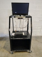 MEDIA CART, W/COBY TV, SAMSUNG DVD/VHS COMBO PLAYER, LG BLURAY PLAYER