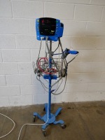 GE DINAMAP V100 CARESCAPE PATIENT MONITOR W/TEMPORAL SCANNER ON ROLLING STAND