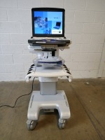 GE VIVID-I ULTRASOUND MACHINE D.O.M. 10/2013 ON ROLLING STAND
