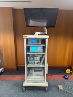 STRYKER 1588 ARTHROSCOPY TOWER TO INCLUDE: 1588 AIM CAMERA, SDC3 HD INFORMATION MANAGEMENT SYSTEM, L10 LED LIGHT SOURCE, SYNK WIRELESS TRANSMITTER , PNEUMO SURE, HIGH FLOW INSUFFLATOR, SDP1000 PRINTER AND 32" 4K DISPLAY WITH COVER ON CART LOCATED AT: LOCA