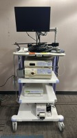 OLYMPUS EVIS EXERA II, CV-180 ENDOSCOPY TOWER TO INCLUDE: CV-180 CAMERA, CLV-180 LIGHT SOURCE, OEP-4 HD PRINTER, OFP-2 FLUSHING PUMP AND HEWLETT PACKARD MONITOR ON CART LOCATED AT: LOCATED AT: 1 MEDICAL CENTER BLVD, CHESTER, PA 19013