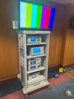 STRYKER 1588 ARTHROSCOPY TOWER TO INCLUDE: 1588 AIM CAMERA, SDC3 HD INFORMATION MANAGEMENT SYSTEM, L10 LED LIGHT SOURCE, SYNK WIRELESS TRANSMITTER , PNEUMO SURE, HIGH FLOW INSUFFLATOR, SDP1000 PRINTER AND 32" 4K DISPLAY WITH COVER ON CART LOCATED AT: LOCA