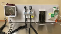 WELCH ALLYN 777 WALL TRANNFORMER W/ HEADS (23810 OTTO), SPHYGMOMANOMETER, PROBE DISPENSER, SURETEMP DIGITAL THERMOMETER W/ CRADLE ON WALLBOARD LOCATED AT: LOCATED AT: 1 MEDICAL CENTER BLVD, CHESTER, PA 19013 1/PPE