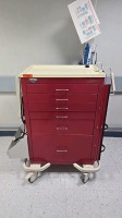 ARMSTRONG MEDICAL SUPPLY CART, 6 DRAWER, RED LOCATED AT: LOCATED AT: 1 MEDICAL CENTER BLVD, CHESTER, PA 19013 G/INT RAD