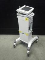 MAQUET SERVOI VENTILATOR WITH 4 BATTERIES ON MR COMPATIBLE ROLLING STAND