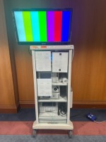 STRYKER 1588 ARTHROSCOPY TOWER TO INCLUDE: 1588 AIM CAMERA, SDC3 HD INFORMATION MANAGEMENT SYSTEM, L10 LED LIGHT SOURCE, SYNK WIRELESS TRANSMITTER , PNEUMO SURE HIGH FLOW INSUFFLATOR, SDP1000 PRINTER AND 32" 4K DISPLAY WITH COVER ON CART LOCATED AT: LOCAT