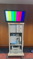 STRYKER 1588 ARTHROSCOPY TOWER TO INCLUDE: 1588 AIM CAMERA, SDC3 HD INFORMATION MANAGEMENT SYSTEM, L9000 LED LIGHT SOURCE, SYNK WIRELESS TRANSMITTER , PNEUMO SURE HIGH FLOW INSUFFLATOR, SDP1000 PRINTER AND 32" 4K DISPLAY WITH COVER ON CART LOCATED AT: LOC